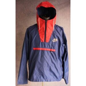 Nike Vintage Men's Pullover Hooded Windbreaker Jacket Size XL Blue Red